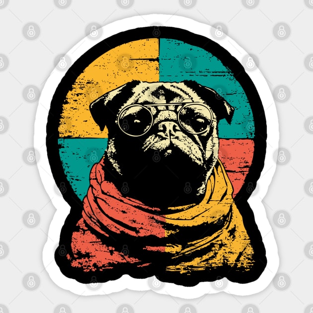 Cute Retro Pacifist Pug Dog Design Sticker by TuncGK
